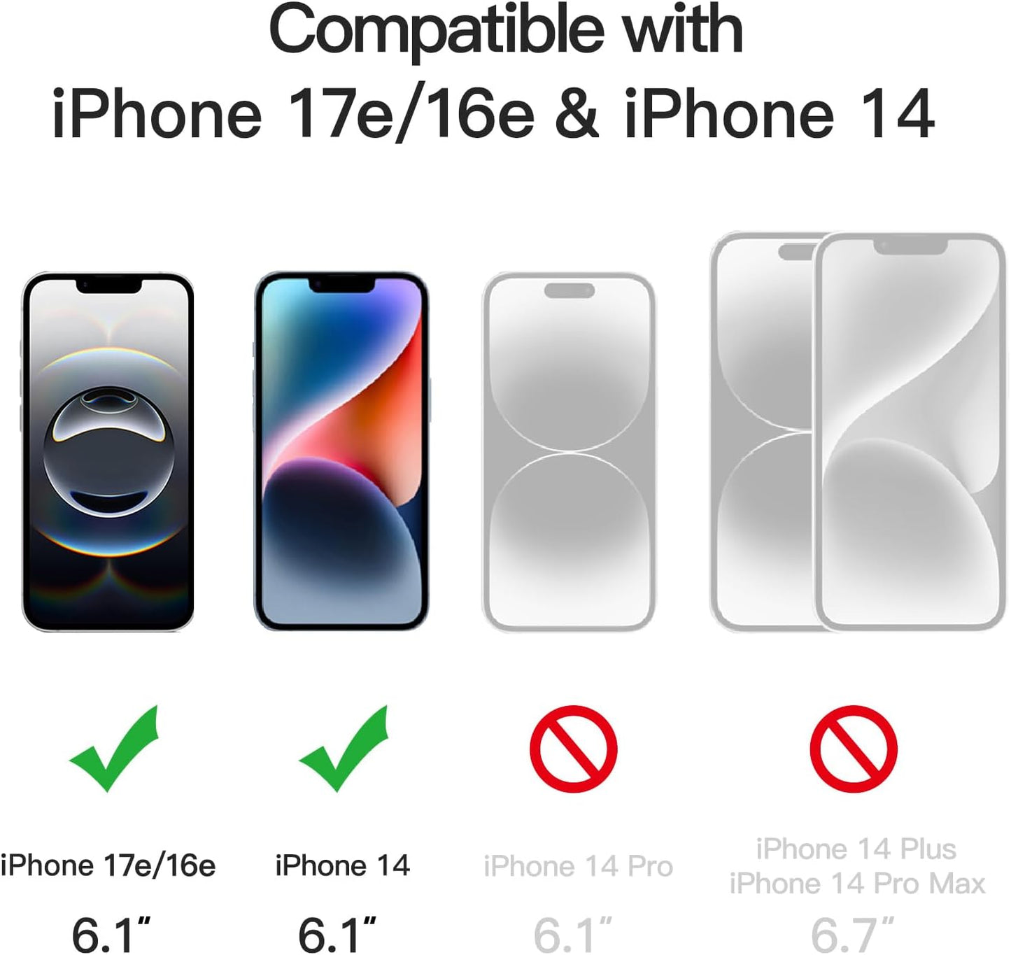 One Touch Install Screen Protector for iPhone 17e (2026) / iPhone 16e / iPhone 14, Full Coverage Tempered Glass Film, Auto Alignment Tool Kit